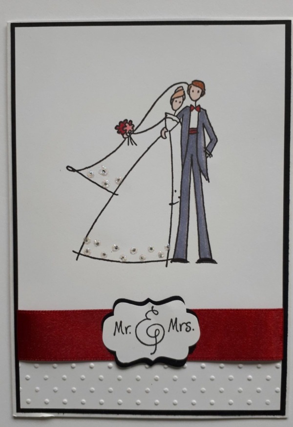 Handgemaakte wenskaart Huwelijk Mr & Mrs